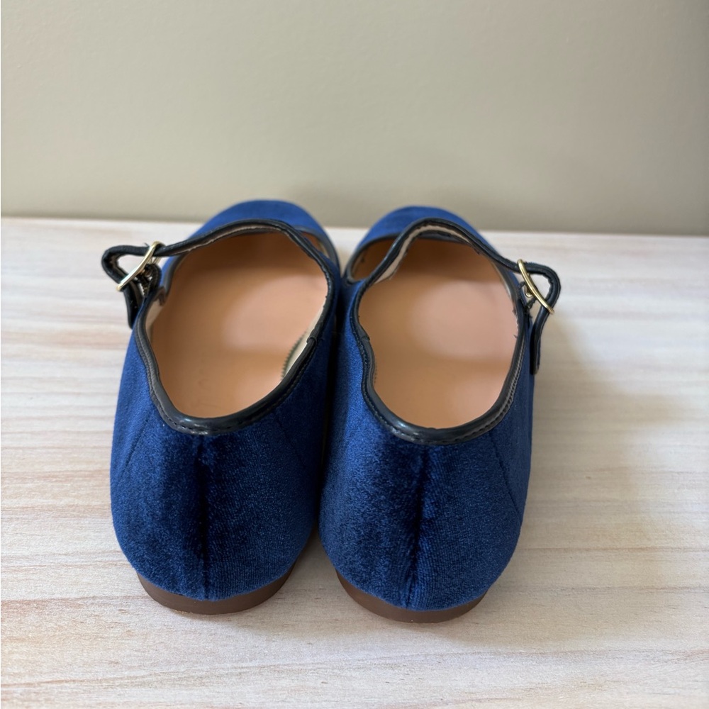 J Crew Navy Velvet Mary Jane Ballet Flats Shoes 8.5 - Picture 6 of 7